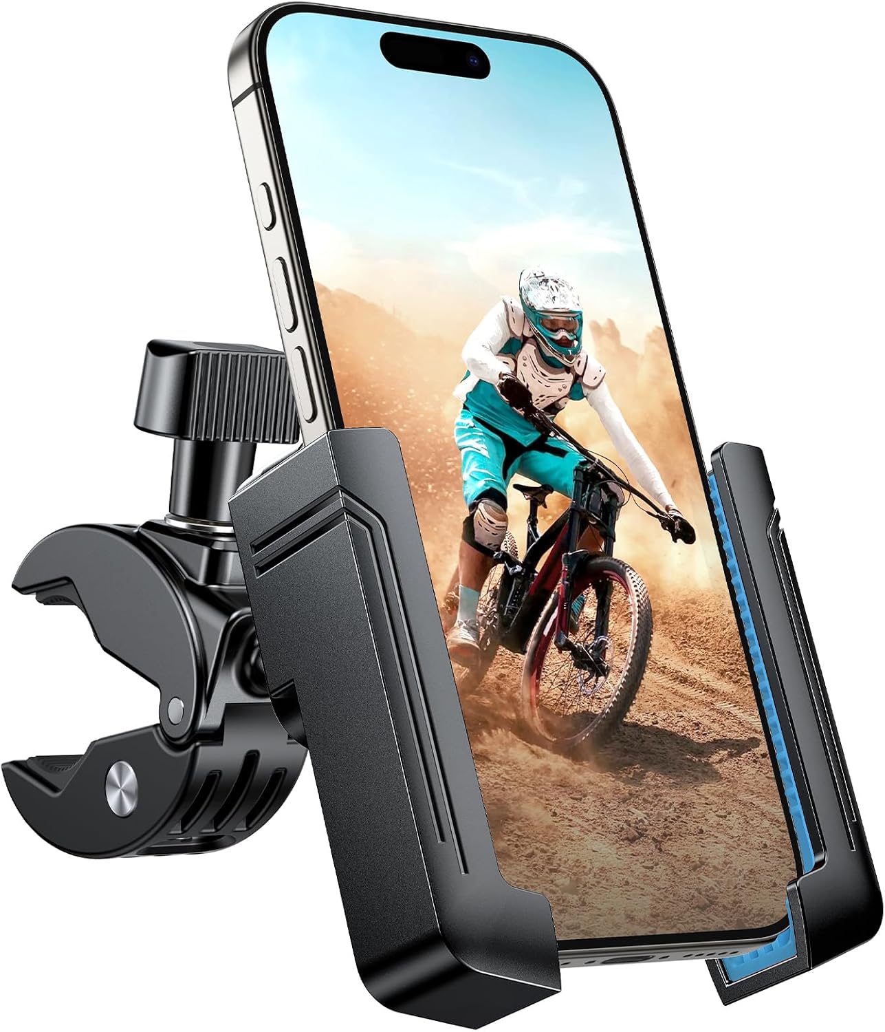 miracase Motorcycle Phone Mount, [Support Video Recording] Bike Phone Holder, [Quick Lock] Bicycle Phone Mount Handlebar Cell Phone Clamp for Scooter, Friendly Compatible with iPhone Samsung Red