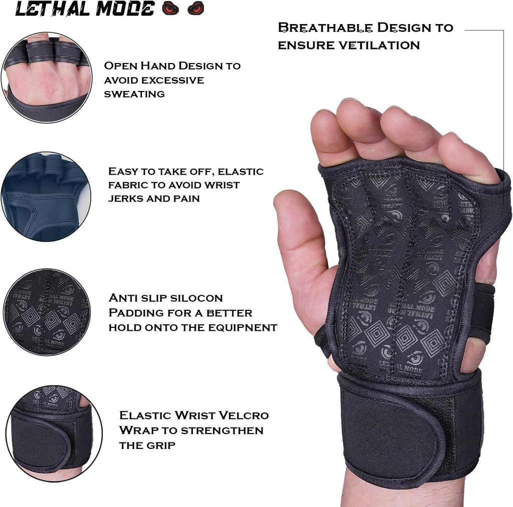 Workout Gloves for Men & Women – Fingerless Weight Lifting Gloves with Wrist Support for Gym, Crossfit, and Exercise – Durable Grip for Weightlifting