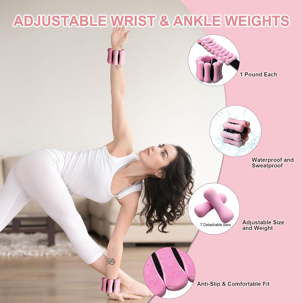 KANGFITER Pilates Kit with Ankle Weight, Pilates Ring Ball, Resistance Band