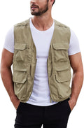 Gihuo Mens Fishing vest for Safari Utility Cargo with Pockets