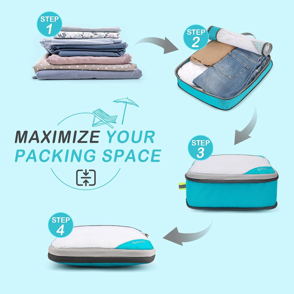 Gonex Compression Packing Cubes for Travel, Mesh Bags Luggage Organizers