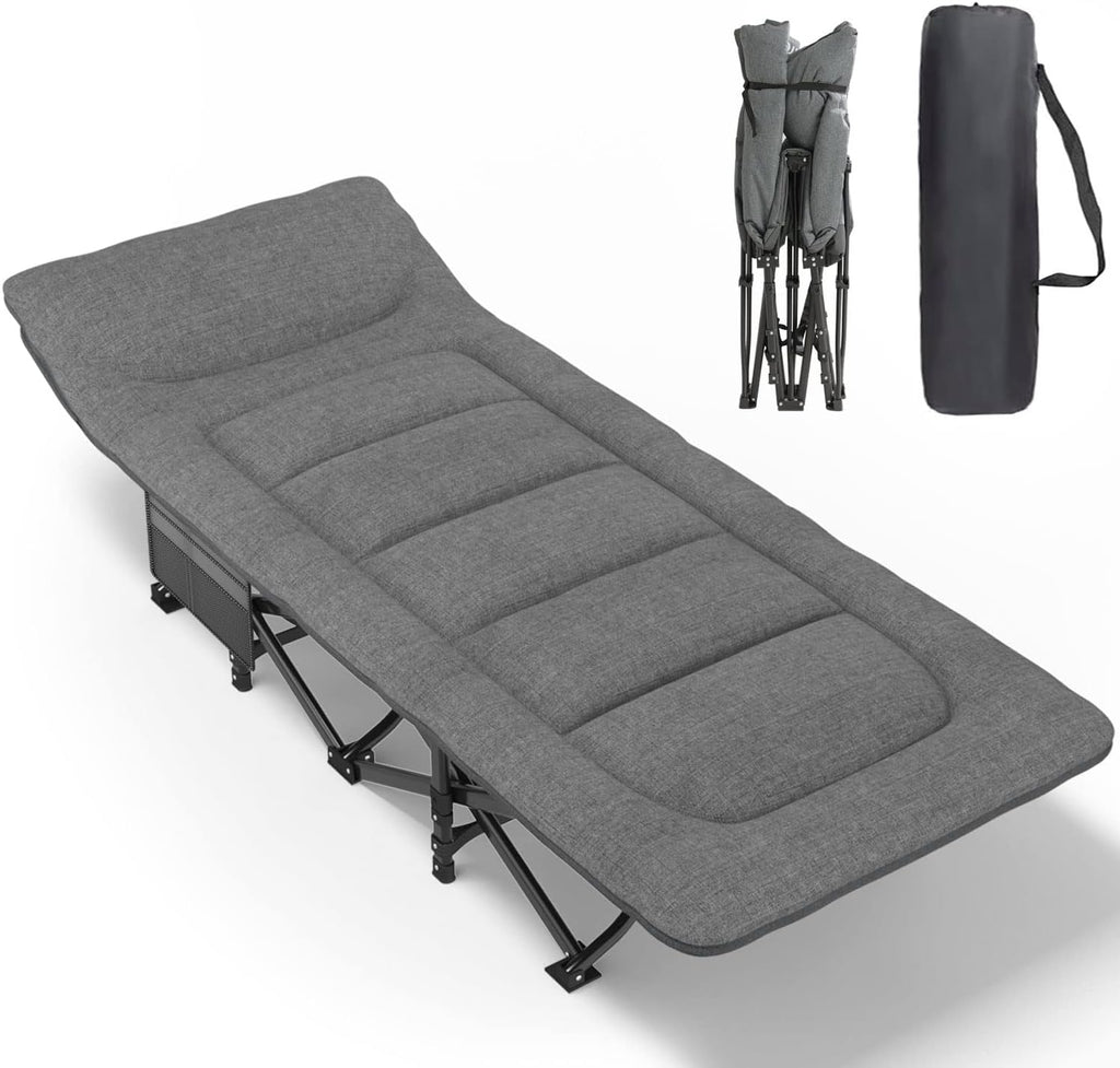 ATORPOK Folding Camping Cot for Adults with Cushion and Pillow