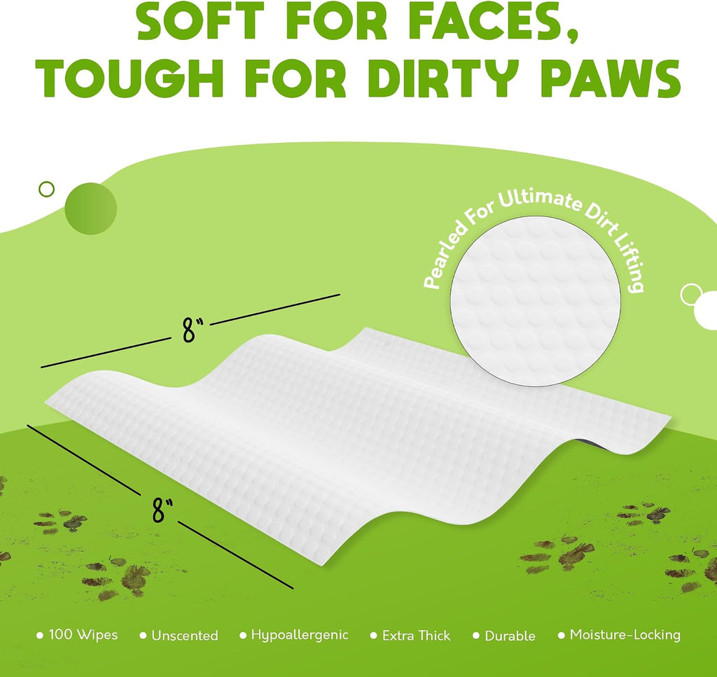 G.A.S Lick-Safe Daily Pet Wipes for Dogs and Cats, Unscented, 100 Count