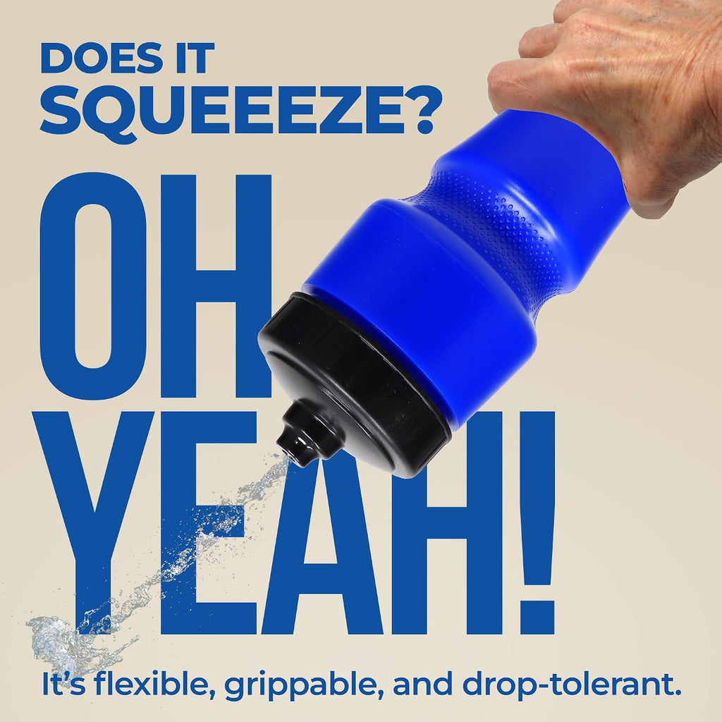 Rolling Sands USA Made 24 oz Sports Squeeze Water Bottles, 8 Pack, BPA-Free, Easy Drink One Way Flow Valve, Fits Most Bike Cages, Dishwasher Safe, Durable, Reusable and Lightweight, Blue