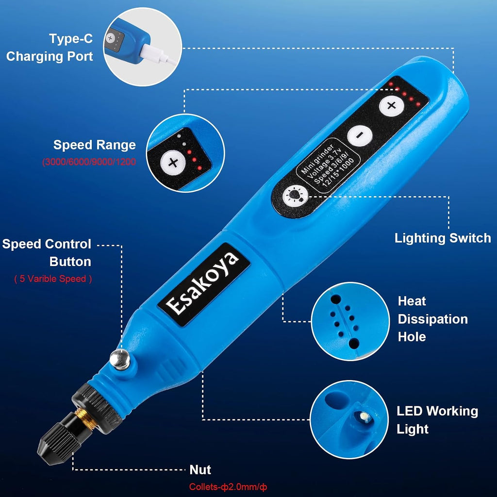 75pcs Cordless Rotary Tool Kit, 5-Speed Rotary Tool for DIY Crafts