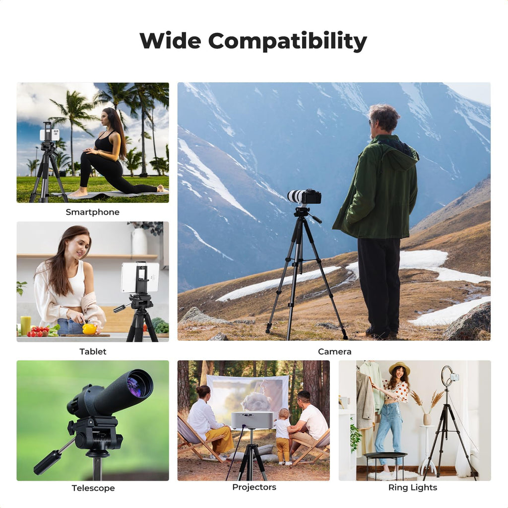 K&F CONCEPT 75" Aluminum Camera Tripod, Lightweight and Compact for Travel