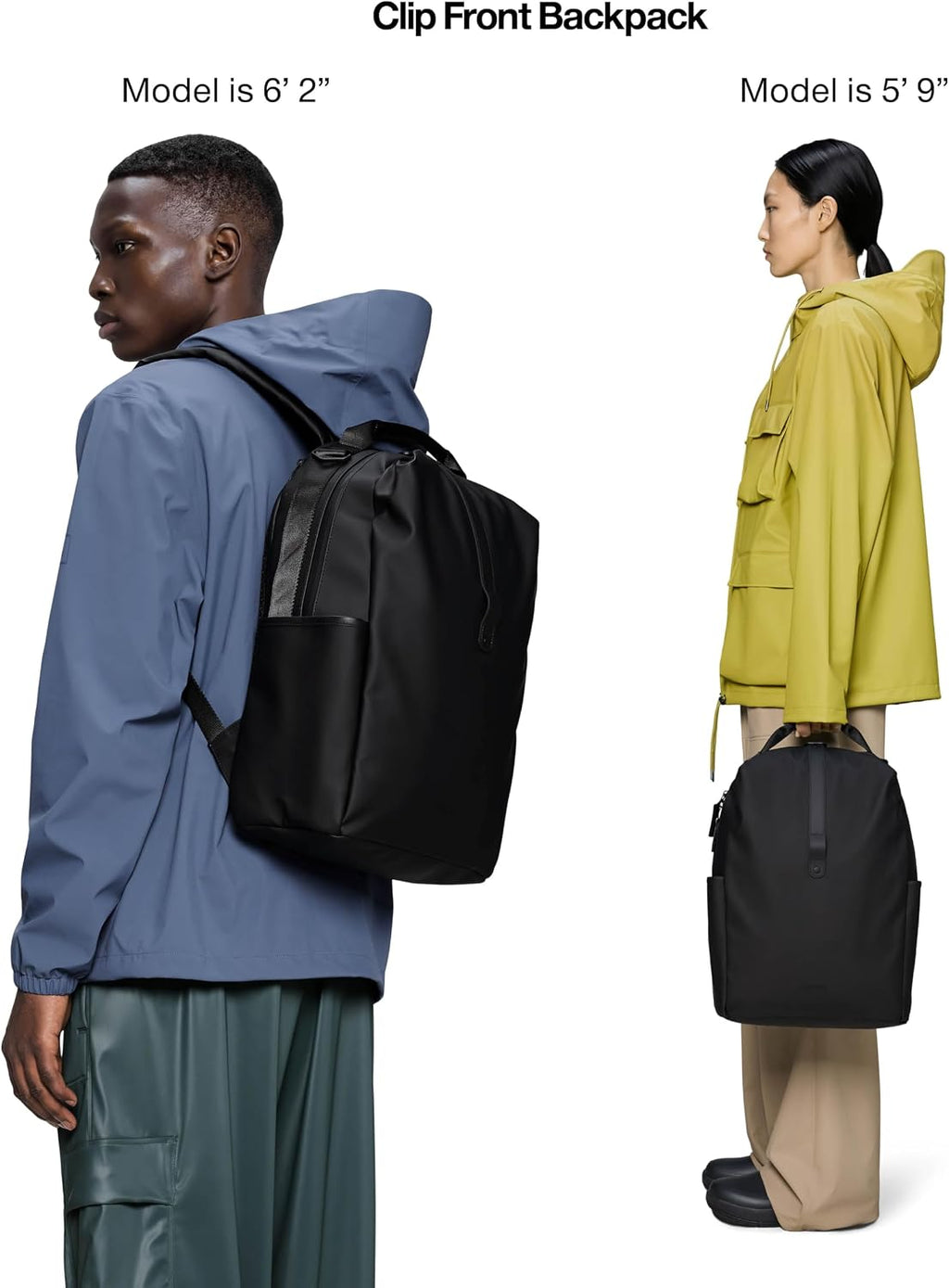RAINS Clip Front Backpack - Waterproof Slim Travel Laptop Bag, 5.5 Gallon