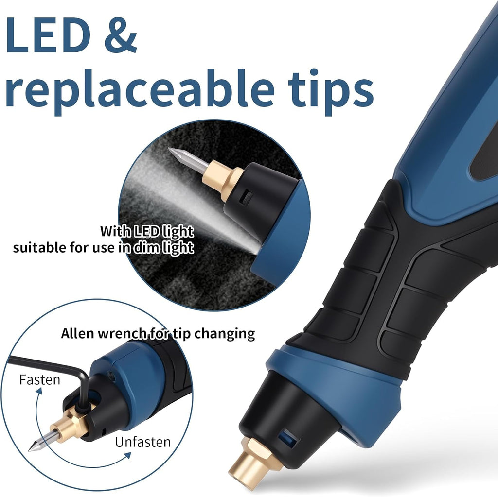 Engraver Pen, 25W 6 Speed Engraving Pen for Metal, Wood, Glass and Plastic, Handheld Engraving Etching Tool with Tungsten Carbide Steel Bit and Hex Key