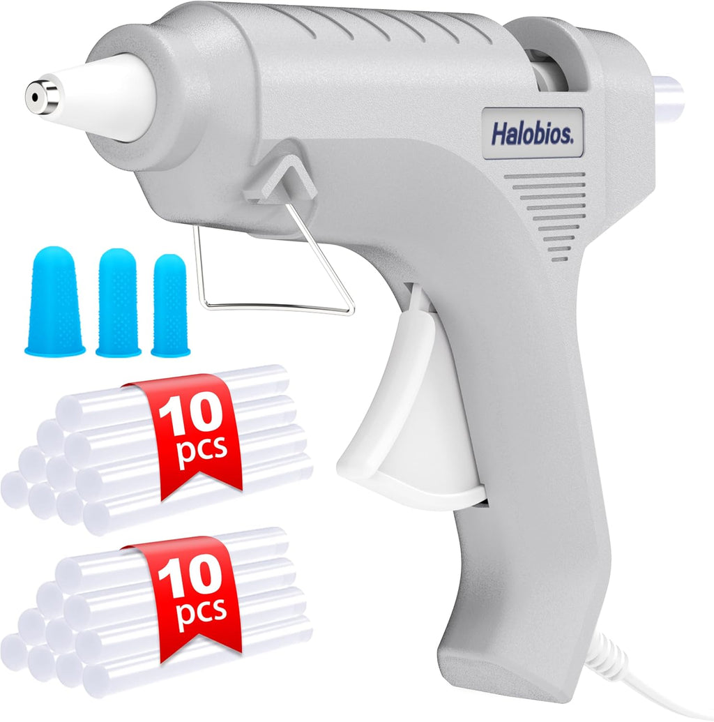 Halobios Hot Glue Gun, Fast Preheating Hot Melt Glue Gun with 20 Glue Sticks, Hot Glue Gun Full Size for Making Decoration School DIY Crafts Projects Home Repairs(40W Gray)