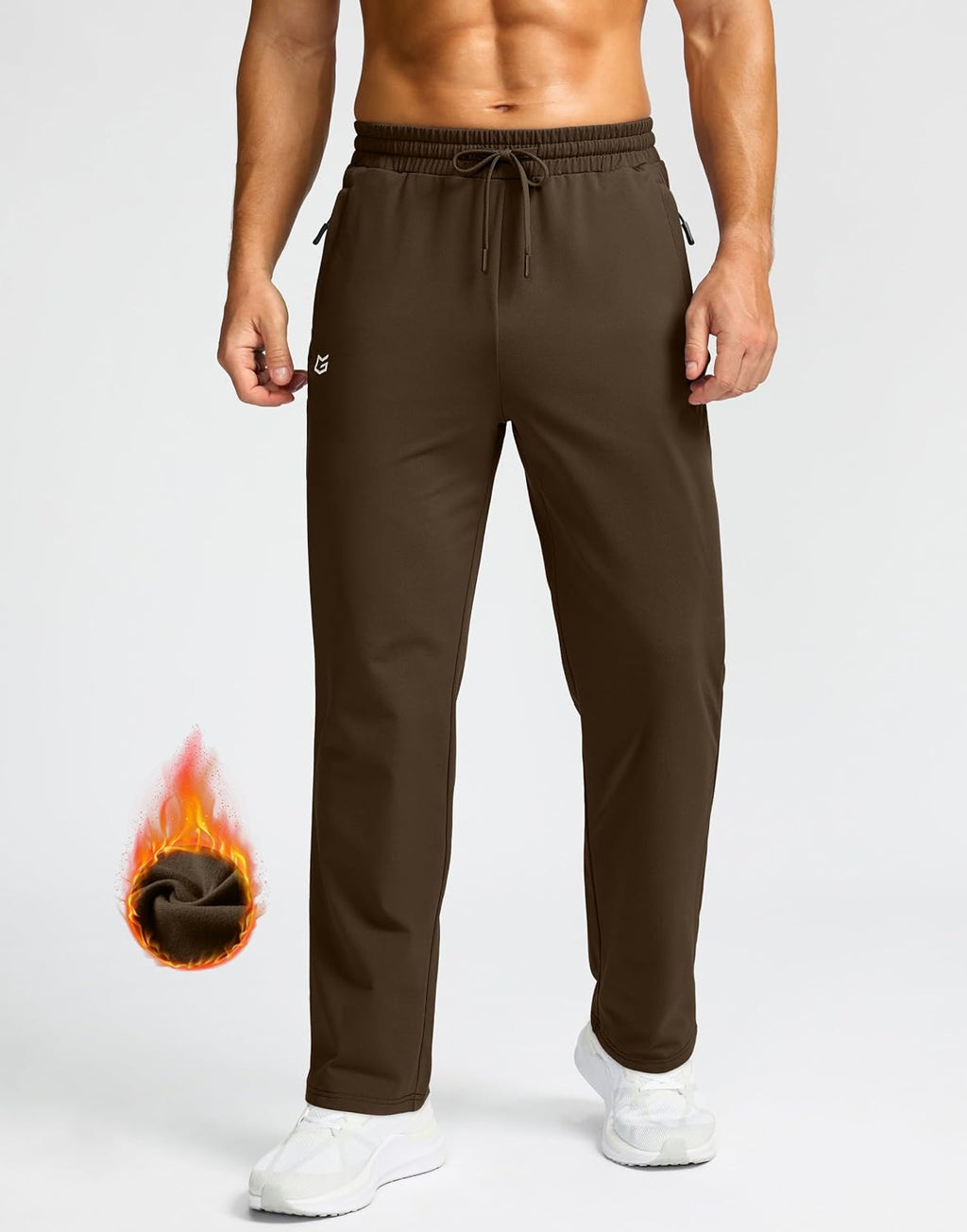 G Gradual Men's Fleece Lined Pants with 3 Zipper Pockets Water Resistant Winter Warm Hiking Pants Athletic Sweatpants for Men