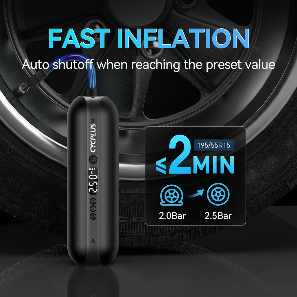 CYCPLUS Portable Electric Tire Inflator Bike Pump,150PSI Auto Off