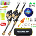 Sougayilang Fishing Rod and Reel Combo,Light Weight Fishing Pole with Spincast Fishing Reel Tackle Bag Lures Good Starter Fishing Kit