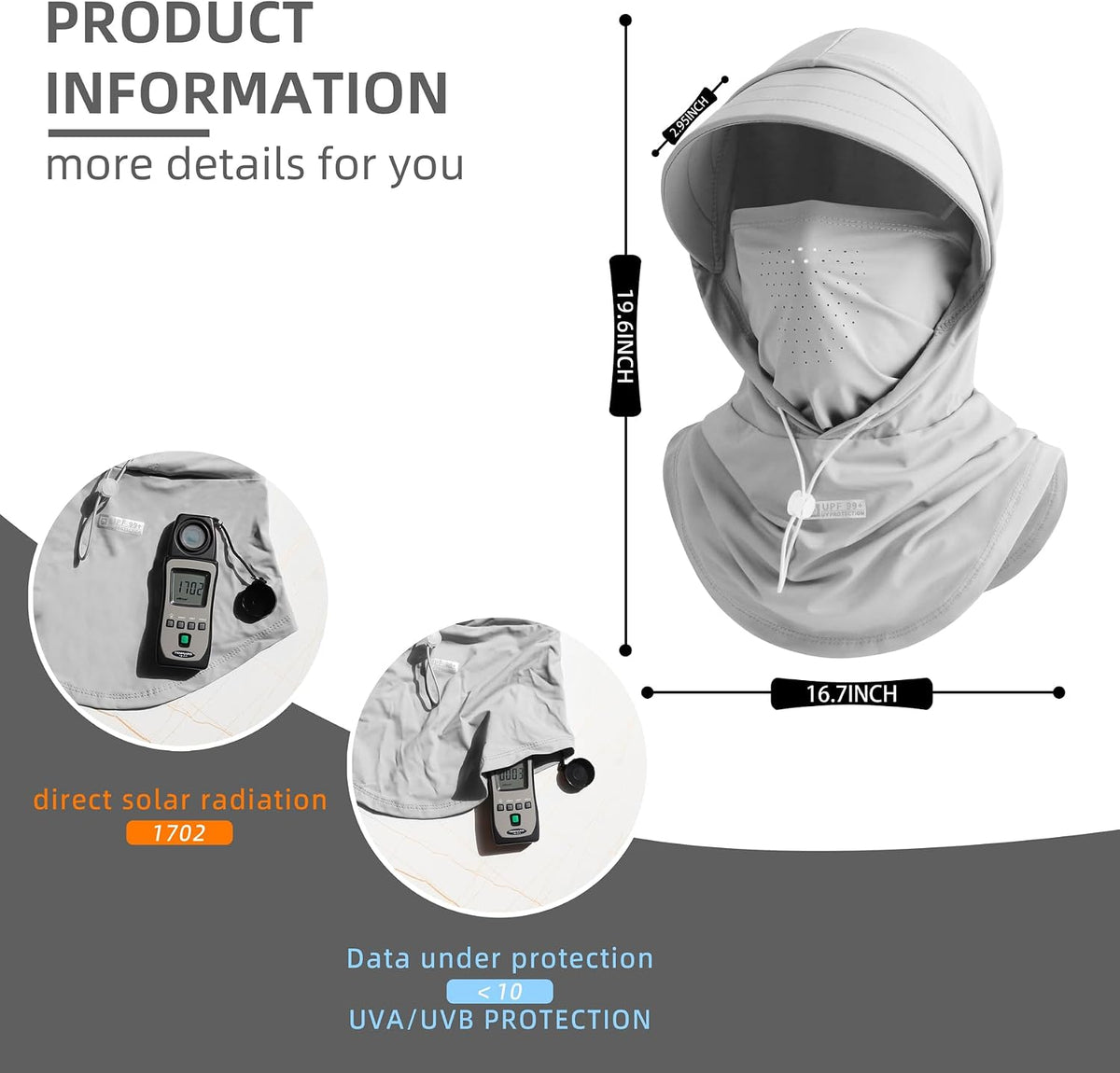 Cooling Breathable Balaclava Full Face Mask with Wide Brim Sun UV Protection Hood for Men Women Fishing Motorcycle Skiing