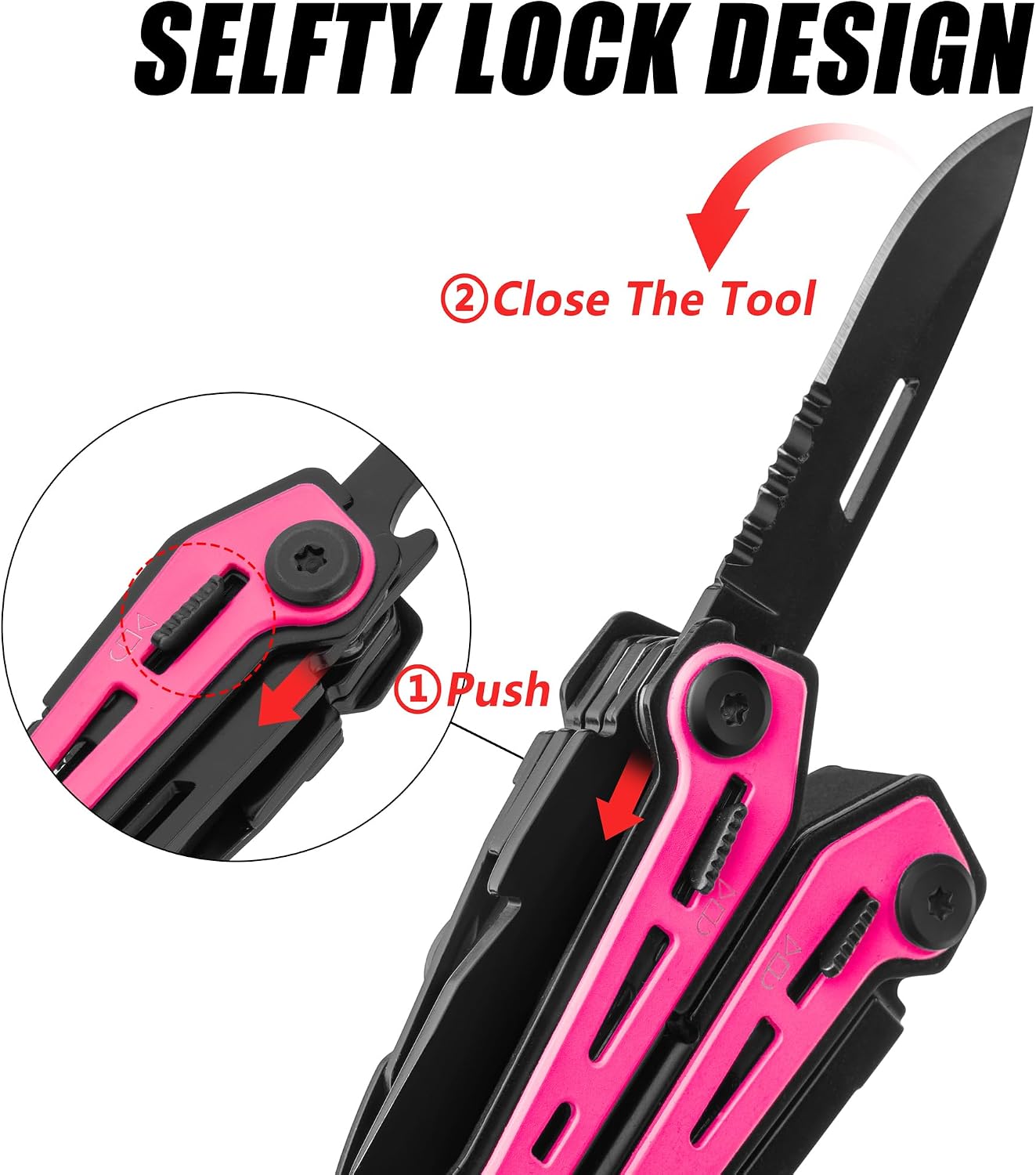 FLISSA 16-In-1 Multi-Tool Pliers, EDC Multitool, Multipurpose Tool, Pink