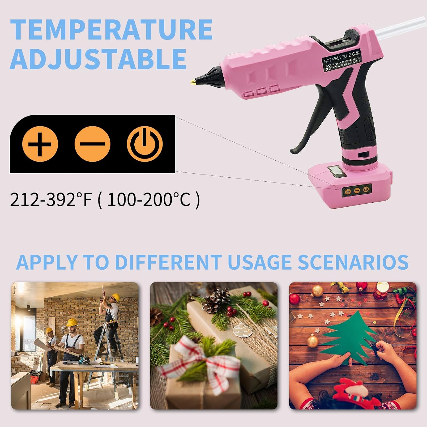 100W Cordless Glue Gun for Dewalt 20V MAX Battery- 20 Full Size Glue Sticks