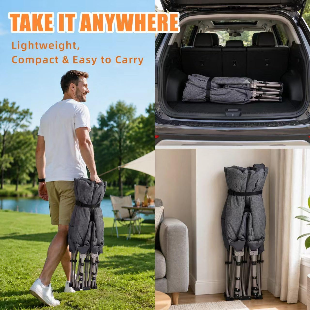 10-Leg Heavy Duty Camping Cot for Adults with Mattress