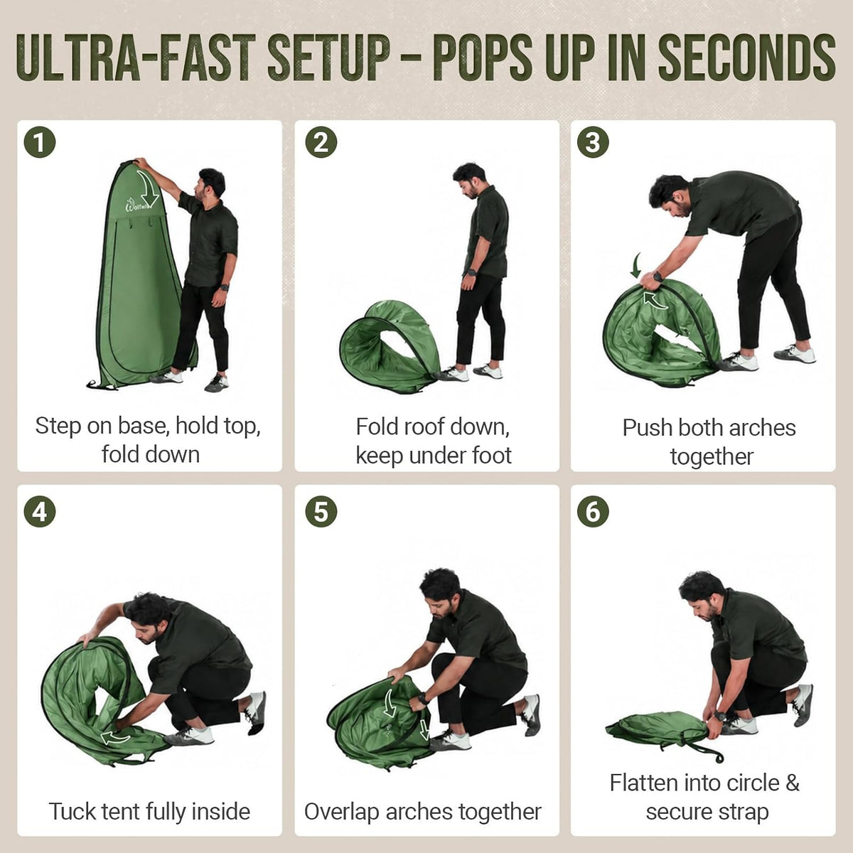 WolfWise Pop Up Shower Tent for Camping Essentials, Compact & Lightweight