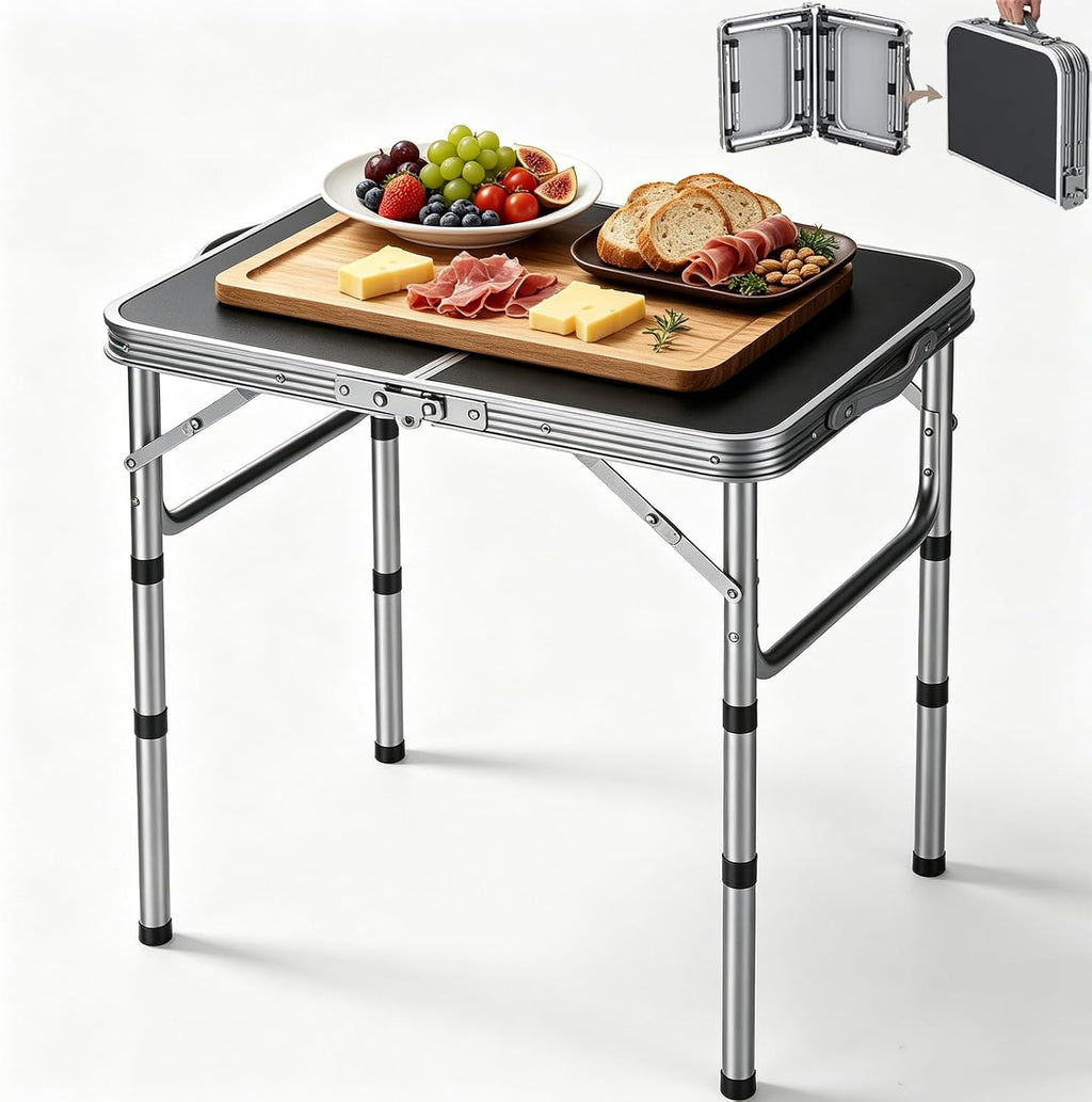 HOMGEN Folding Camping Table with 3 Heights Portable Outdoor Picnic Table MDF Desktop-Lightweight 2.25kg-Sturdy 66lbs for Picnic Beach RV Tailgate, Indoor Study Work Desk– Easy to Setup & Clean