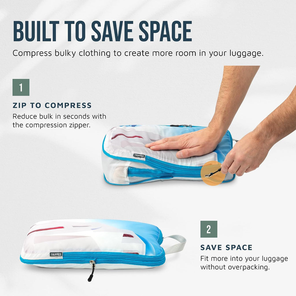 TRIPPED Travel Gear Large Compression Packing Cubes 7-Piece Set for Travel