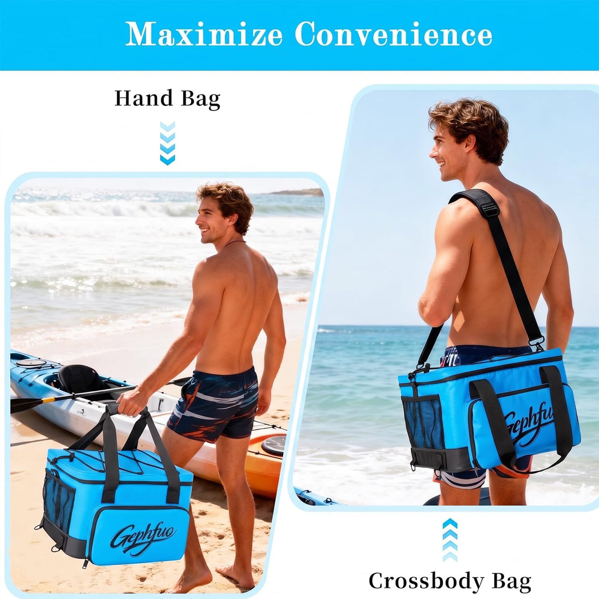 Paddle Board Cooler Bag, 24L Insulated SUP Kayak Deck Storage Bag