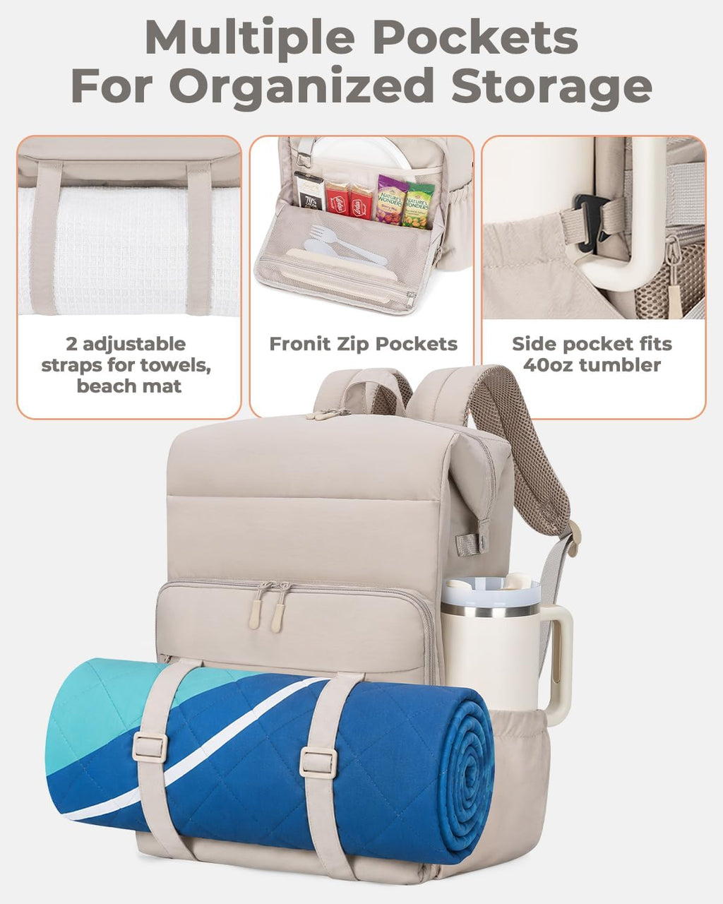 Backpack Cooler 40 Cans Puffer Soft Cooler with Laptop Compartment