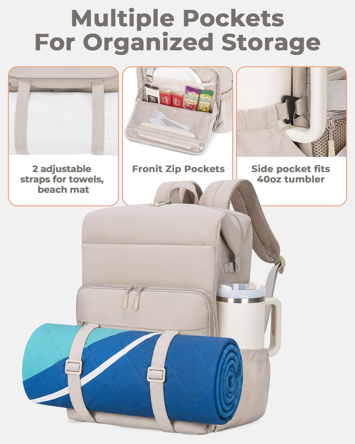 Backpack Cooler 40 Cans Puffer Soft Cooler with Laptop Compartment