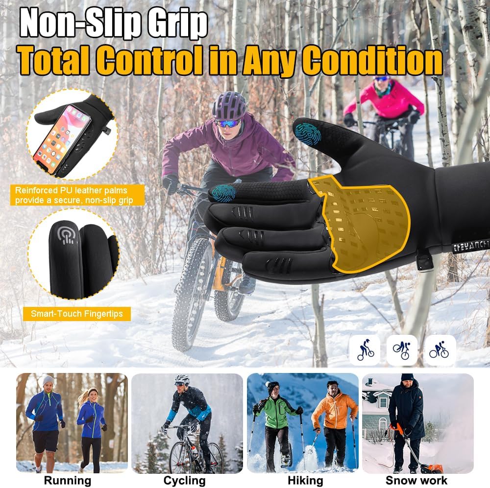 Winter Gloves for Men Women - Waterproof Glove Thermal Warm Gloves for Cold Weather Snow Sport Glove for Work, Running, Cycling, Driving, Driving
