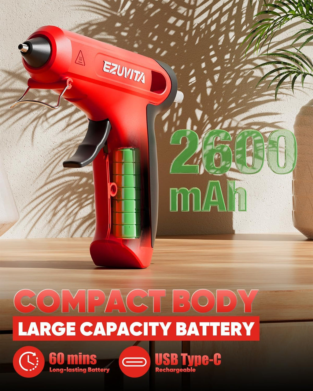4V Red Cordless Hot Glue Gun Kit, 30-Piece Glue Sticks