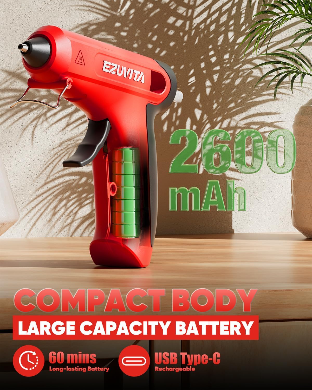 4V Red Cordless Hot Glue Gun Kit, 30-Piece Glue Sticks