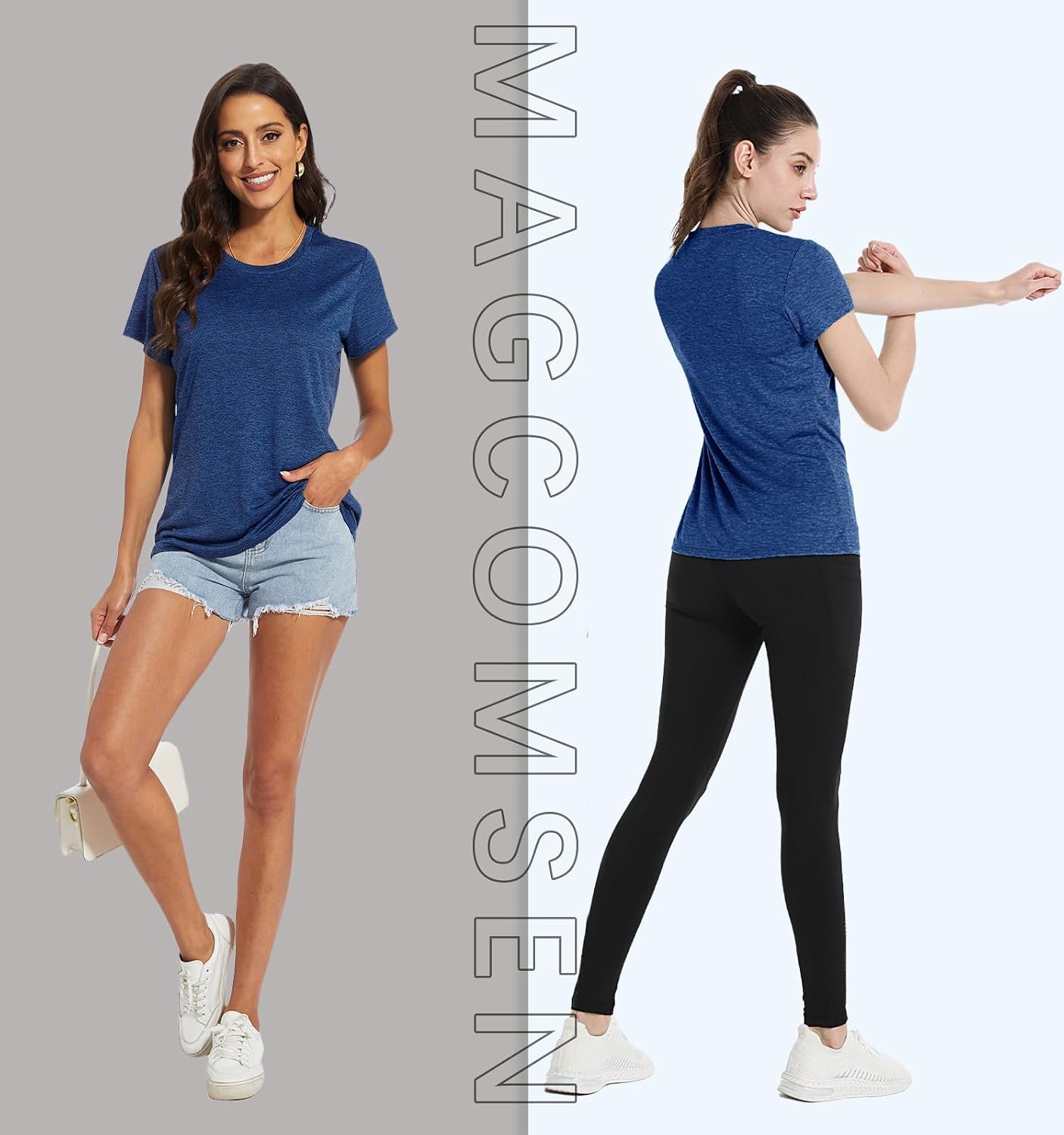 MAGCOMSEN Women's Workout Tops Quick Dry Athletic Moisture Wicking Shirts