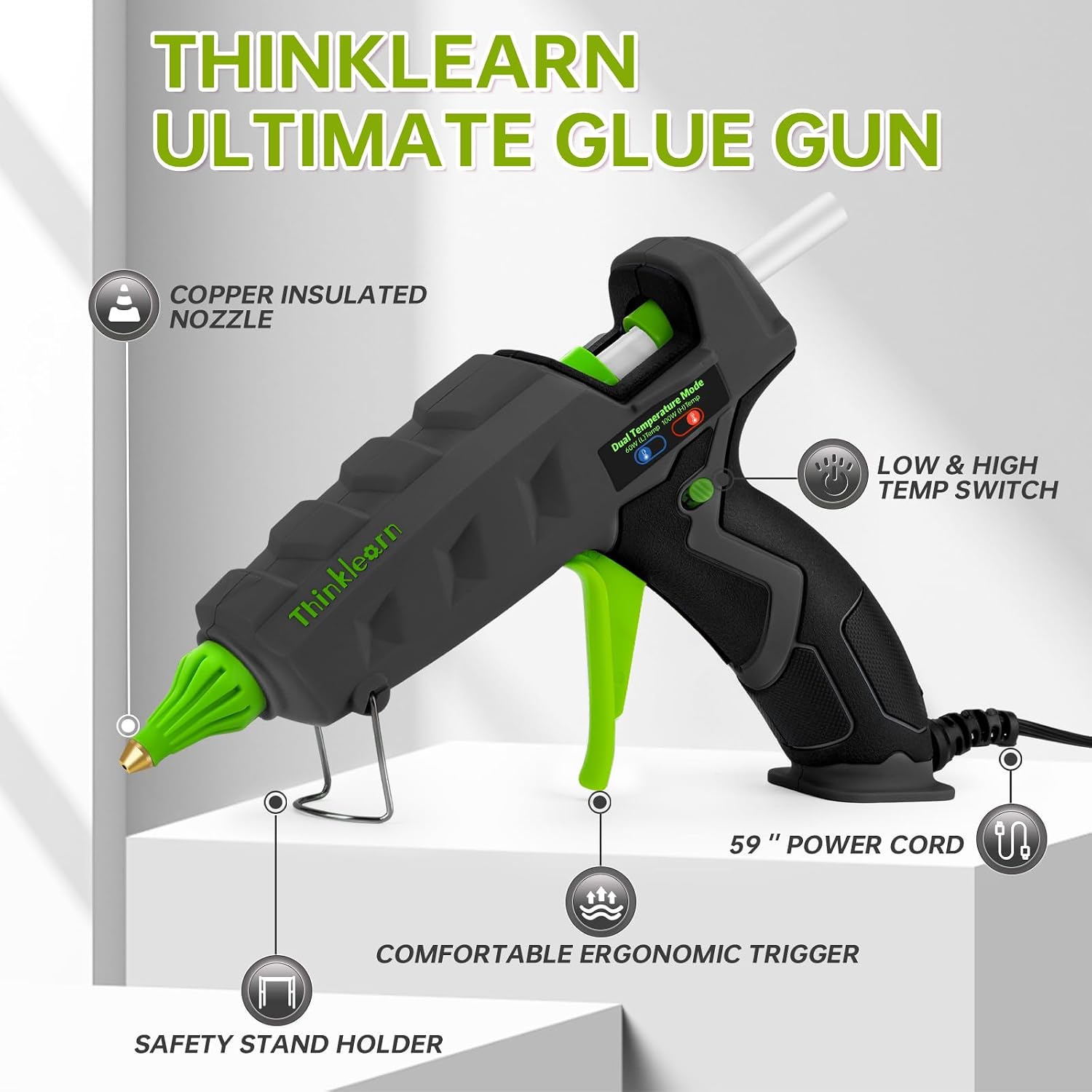 THINKLEARN Hot Glue Gun, Full Size, 60/100W Dual Power