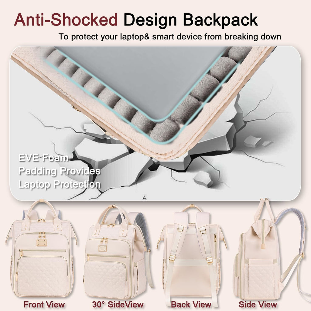 Weitars Lunch Backpack for Women,15.6 Inch Laptop Backpacks with Lunch Box
