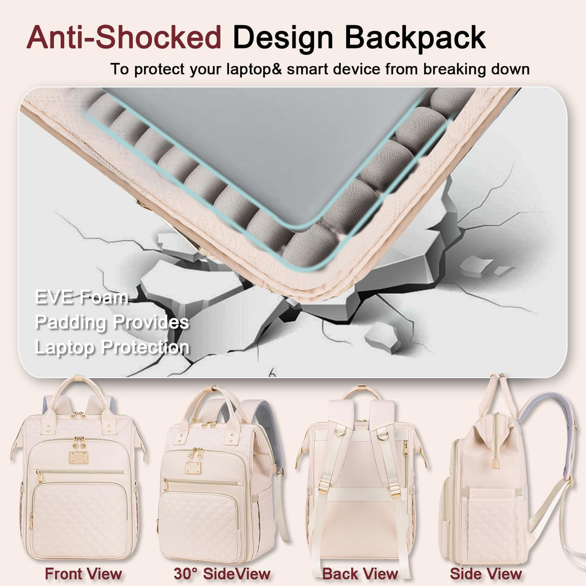 Weitars Lunch Backpack for Women,15.6 Inch Laptop Backpacks with Lunch Box