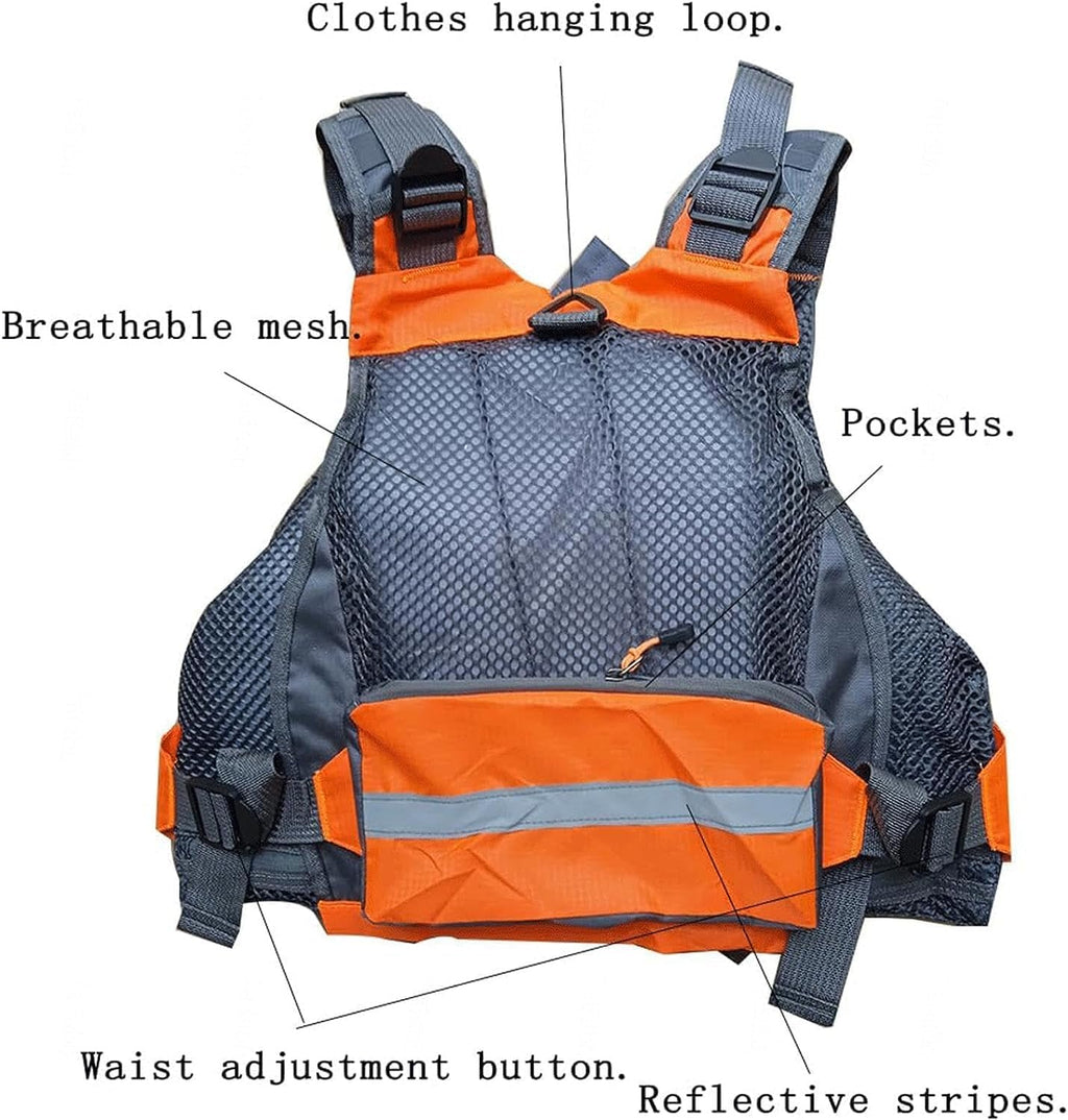 Multifunctional Kayak Life Jackets for Adults - Fishing, Multi Pocket Portable Detachable Clothing with Floating Material Breathable Life-Saving Rock Fishing