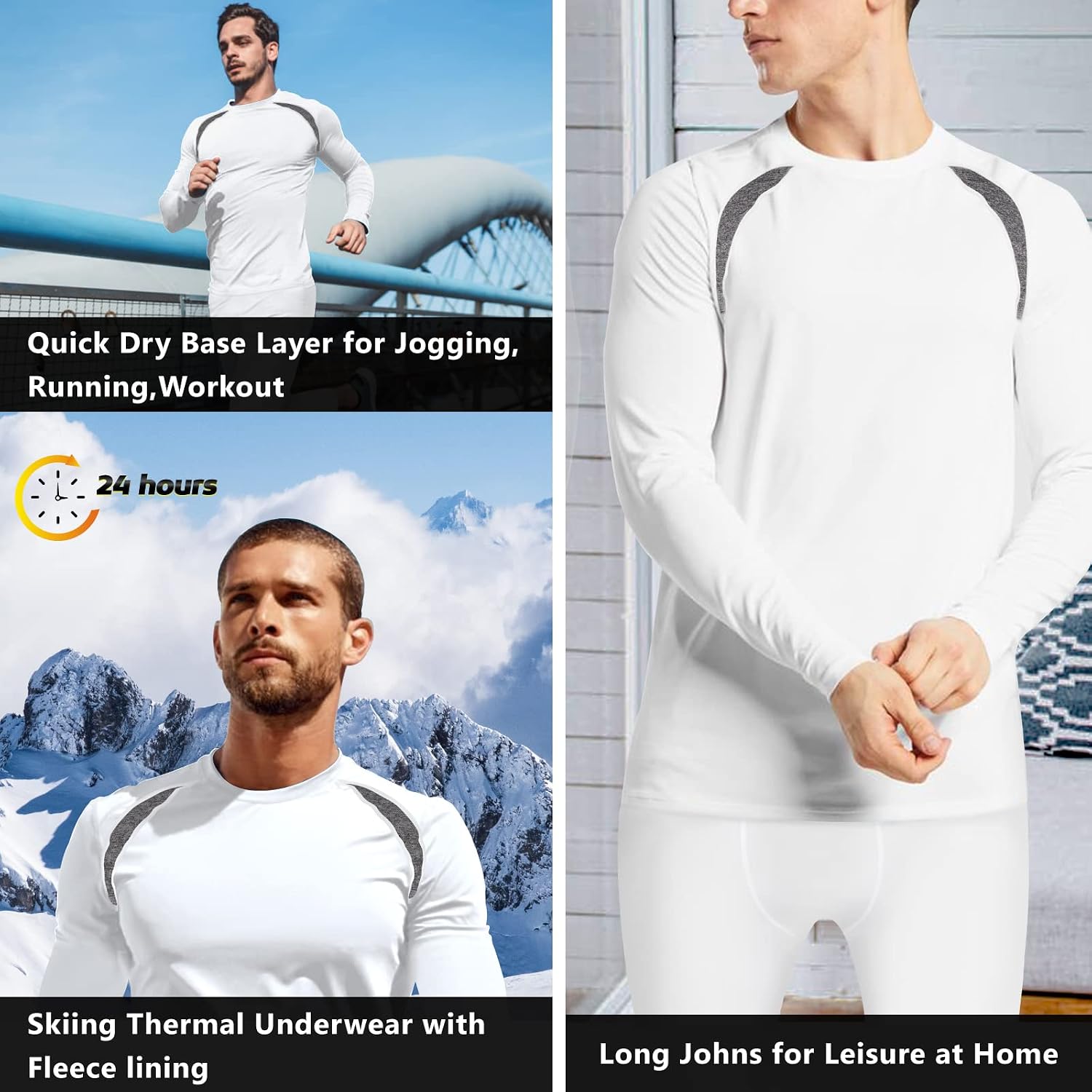 Muezna Men's Thermal Top and Bottom Set Underwear Long Johns Base Layer