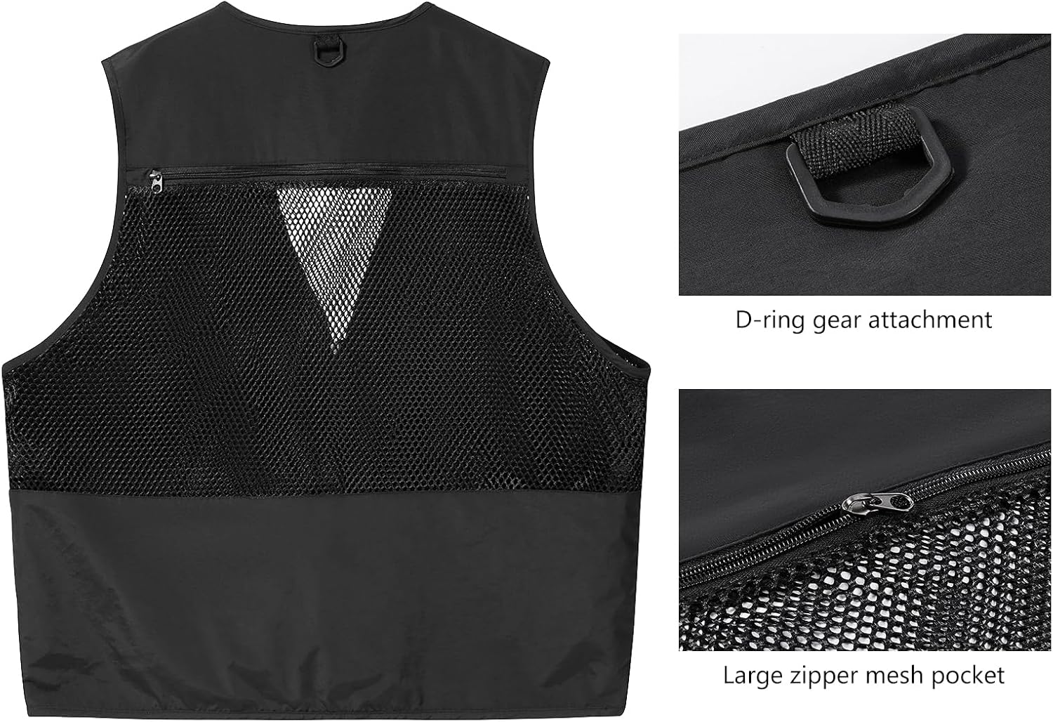 BASSDASH Men's Women's Utility Fishing Cargo Vest Outdoor Safari Photography Work Vest with Multi Pockets Mesh Back FV14