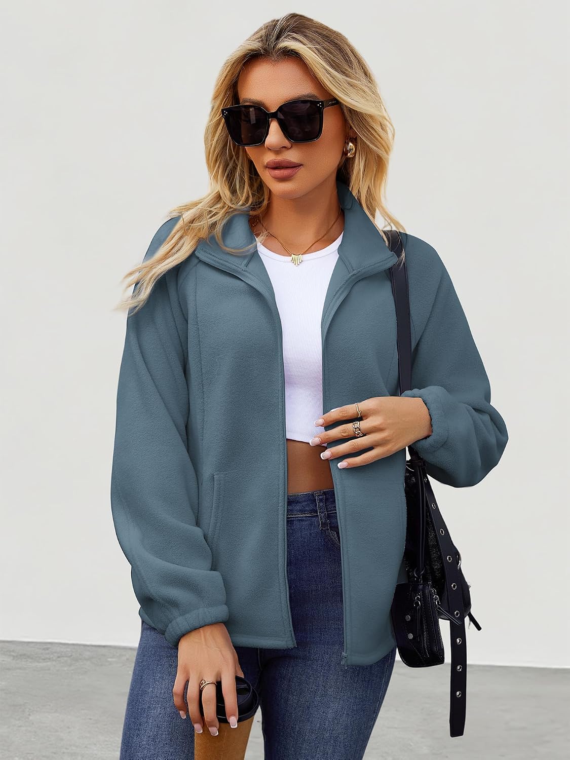 UEAL Womens Zip Up Fleece Jacket