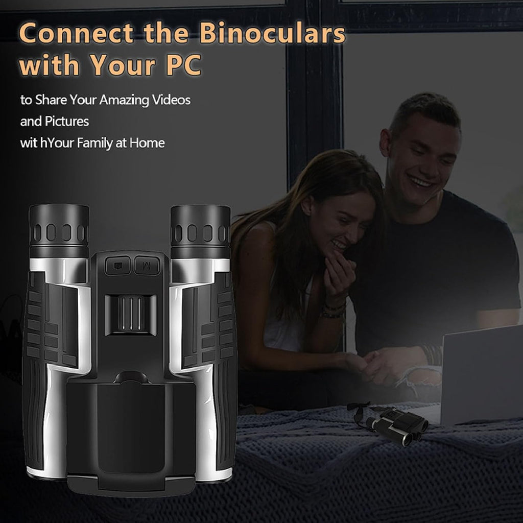 12x32 Binoculars with Camera, HD Bird Watching Binocular with Clear View, 2.4" LCD Display 12X 48MP Pictures 2.5K Videos Camera for Bird Hiking Travel Cruise (Black)