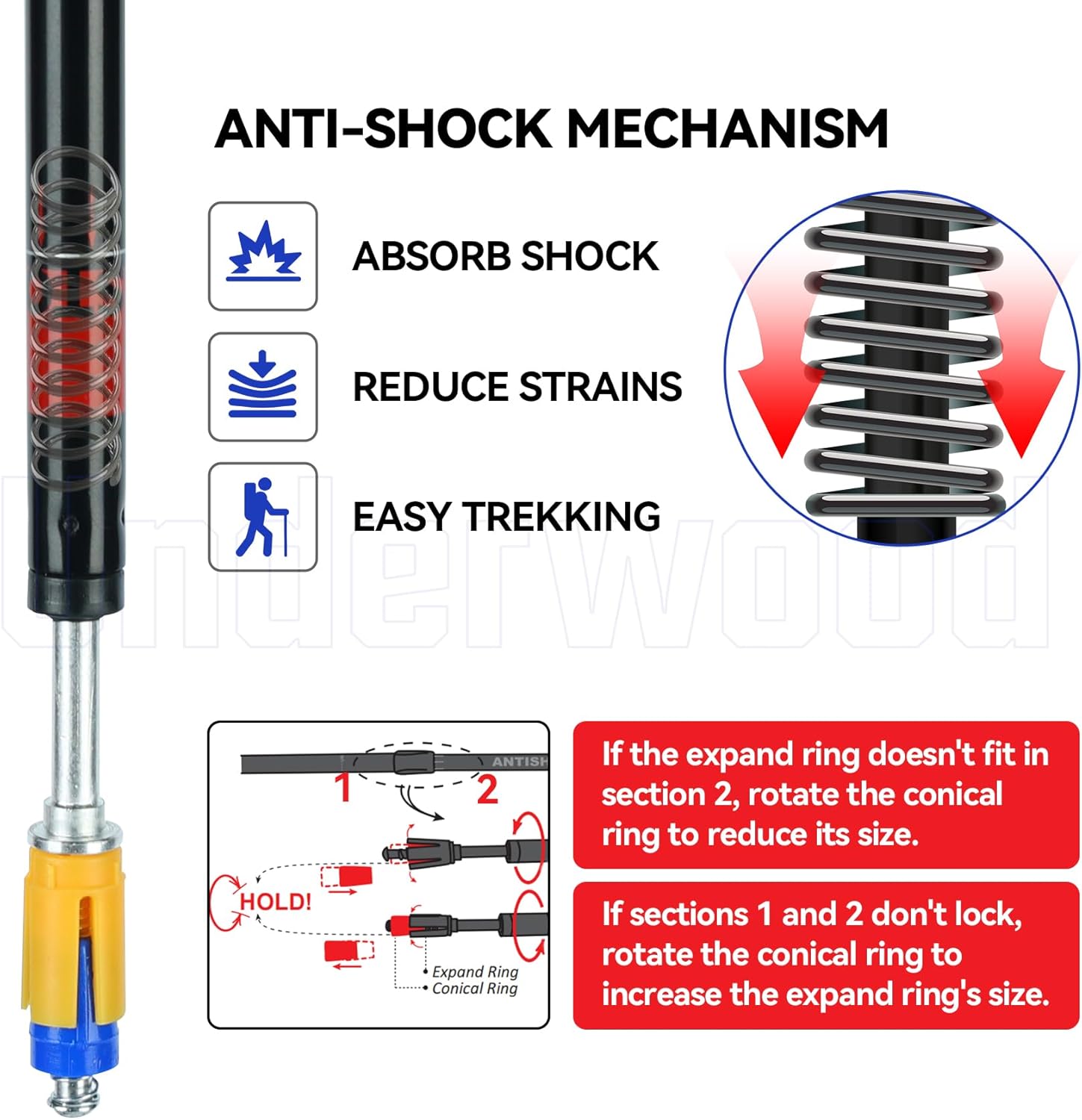 Trekking Poles Collapsible Hiking Poles, Lightweight Aluminum Hiking Sticks