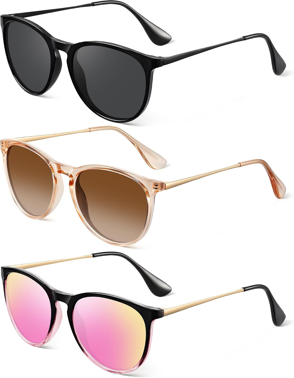 Polarized Round Sunglasses for Women Men with UV Protection