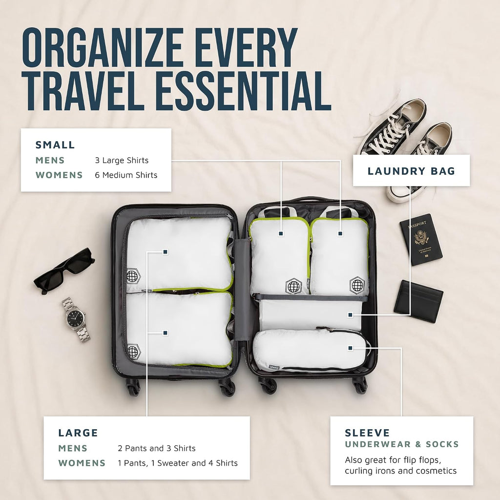 TRIPPED Travel Gear Compression Packing Cubes for Carry-On Travel 6-Pack