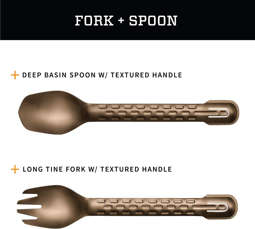 Gerber ComplEAT Camping Cutlery Utensils Set, Spoon, Fork, Burnt Bronze