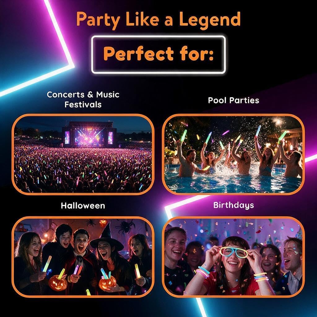 novelinks 25 Pack 6 Inch Glow Sticks Bulk Party Pack for Kids and Adults