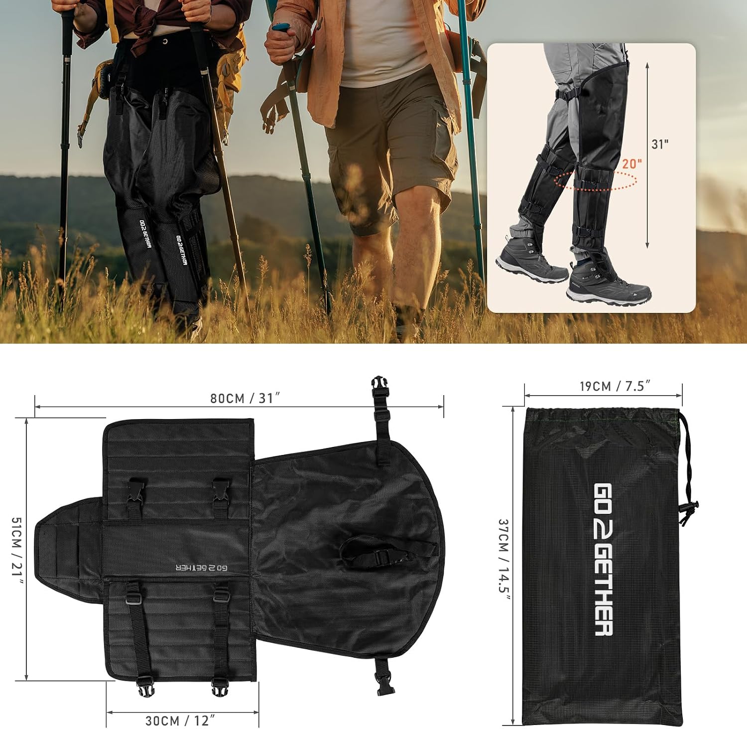 G2 GO2GETHER Snake Gaiter, Durable Snake Guard Gaiters for Hunting, Waterproof Snake Legging Chap for Men and Women,Snake Bite Protection Gaiter for Whole Leg with Adjustable Size
