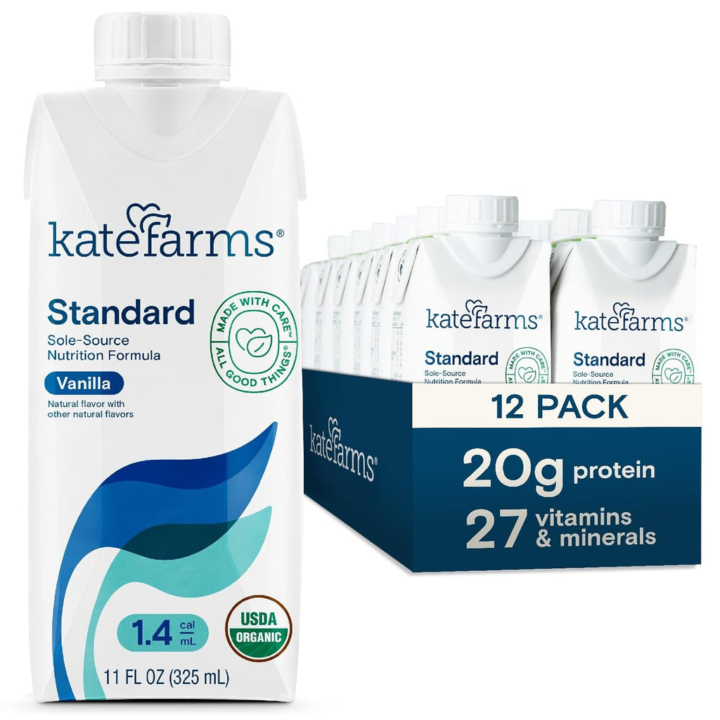 KATE FARMS Organic 1.4 High Calorie Shake, Vanilla, 20g Protein, 12 Pack