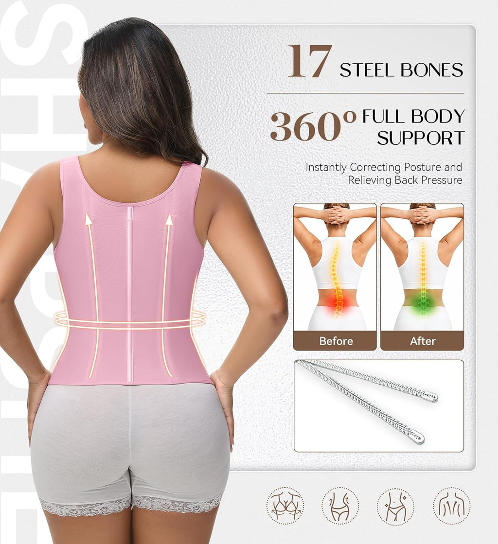 SHAPSHE Waist Trainer Corset for Women Tummy Control Body Shaper with Bra