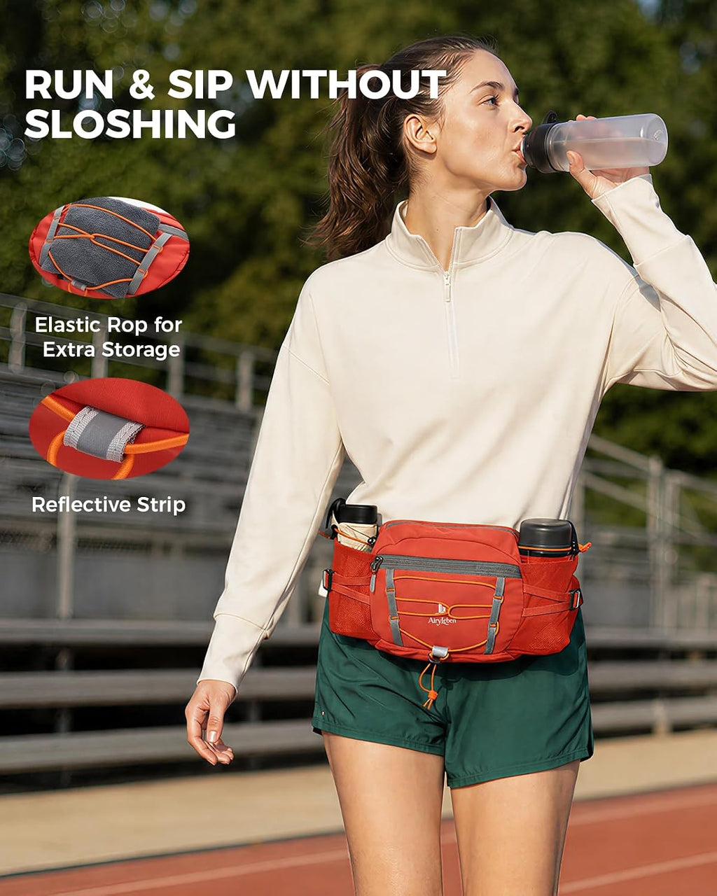 Fanny Pack with 2 Water Bottle Holder for Women Men, Waist Bag
