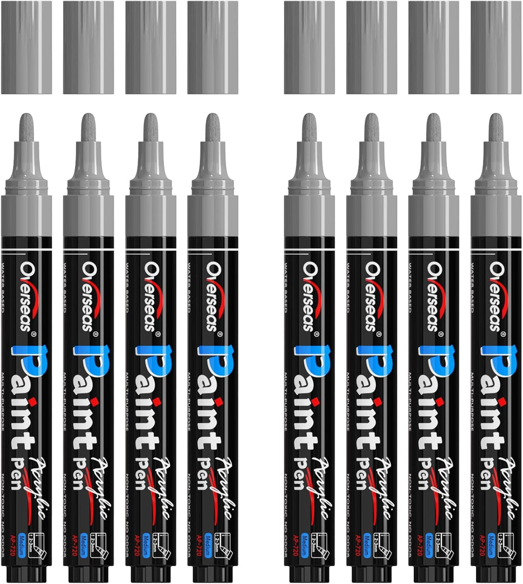 Overseas Red Acrylic Paint Markers 8 Pack, Medium Tip Paint Pens
