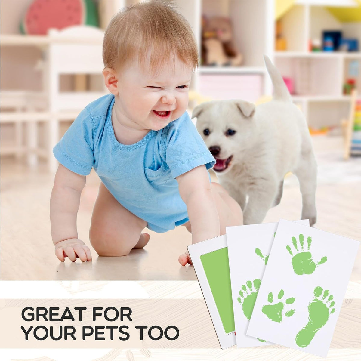 Jetec 8 Set Inkless Hand Footprint Paw Print Kit Ink Pad, 4 Colors