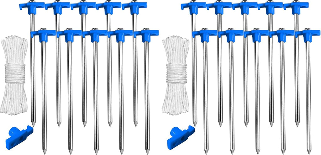 ABCCANOPY Tent Stakes 8" Camping Tent Stakes, 10pc-Pack (Blue) (Pack of 2)